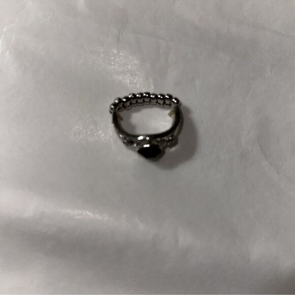 Silver Tone Black Rhinestone Expanding Ring - Picture 5 of 8